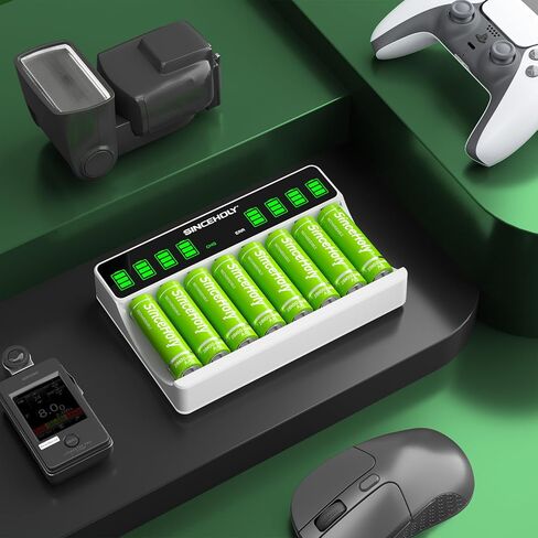 شاحن بطارية AA AAA LCD ذكي ذو 8 فتحات، شحن USB عالي السرعة، فتحة مستقلة، لبطاريات Ni-MH Ni-CD القابلة لإعادة الشحن، بدون محول in Saudi Arabia