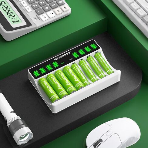 شاحن بطارية AA AAA LCD ذكي ذو 8 فتحات، شحن USB عالي السرعة، فتحة مستقلة، لبطاريات Ni-MH Ni-CD القابلة لإعادة الشحن، بدون محول in Saudi Arabia