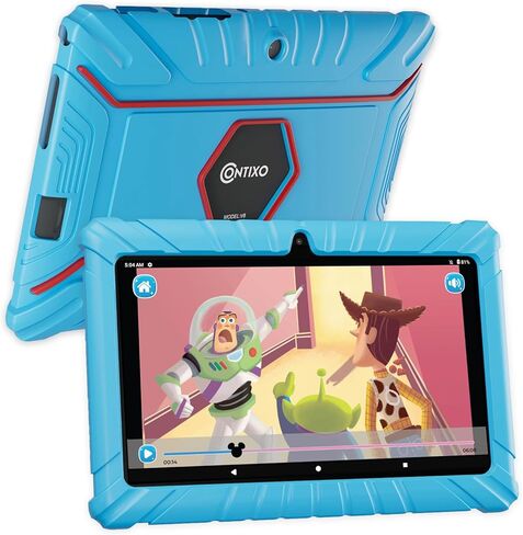 Contixo Kids Tablet V8, 7-inch HD, Ages 3-7, Toddler Tablet with Camera, Includes 50+ Disney Storybooks & Stickers (Value $200) - Android 11, (2024 Model), Red in Kuwait
