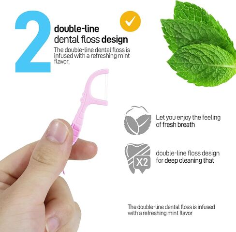 Holy Rose Dental Floss Case with Twin Line Flossers 104 Count,Portable Floss Picks Holder Case Purple, Mint Flavored Floss Stick is Travel Oral Care Tool for Clean and Fresh Teeth in Kuwait