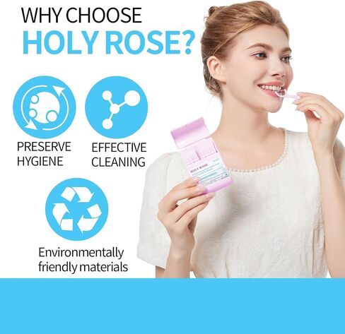 Holy Rose Dental Floss Case with Twin Line Flossers 104 Count,Portable Floss Picks Holder Case Purple, Mint Flavored Floss Stick is Travel Oral Care Tool for Clean and Fresh Teeth in Kuwait