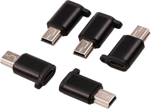 محول USB صغير ذكر إلى Micro USB أنثى، USB أنثى إلى USB صغير 2.0 ذكر موصل تحويل يدعم الشحن ونقل البيانات متوافق مع الكاميرا الرقمية/مشغل MP3/القرص الصلب المحمول/كاميرا داش (5 عبوات) in Saudi Arabia