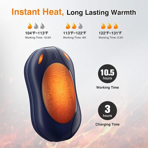 Hand Warmers Rechargeable 2 Pack: Portable Electric Hand Warmer 2 in 1 Magnetic Reusable Heater Pocket Gifts for Men Women Outdoor Camping Golf Hunting Gift (Black) in Saudi Arabia