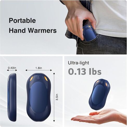 Hand Warmers Rechargeable 2 Pack: Portable Electric Hand Warmer 2 in 1 Magnetic Reusable Heater Pocket Gifts for Men Women Outdoor Camping Golf Hunting Gift (Black) in Saudi Arabia