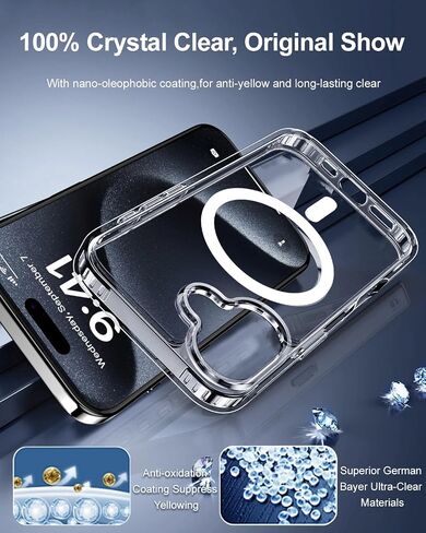 Ultra Clear for iPhone 16 Pro Max Case, Compatible with MagSafe, [16FT Drop Protection] [Yellowing Resistant] Scratch-Resistant Magnetic Slim Phone Case for iPhone 16 Pro Max, Clear in Saudi Arabia