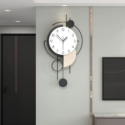 Large Modern Wall Clock for Living Room Decor Big Decorative Wall Clock 14 Inch Pendulum Wall Clock Battery Operated Non Ticking for Bedroom Kitchen Office Home Unique Clocks Wall Decor in Saudi Arabia