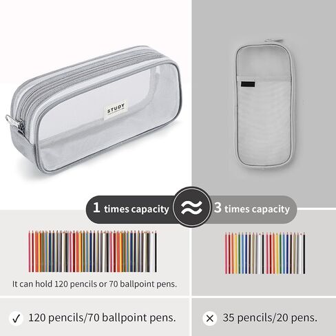 KALIDI Grid Mesh Pencil Case Pen Bag Clear Case Marker Pouch Multifonction Organizer Box Transparent case Makeup Bag Office College School Gift for adults Teen Girl Boy in Kuwait
