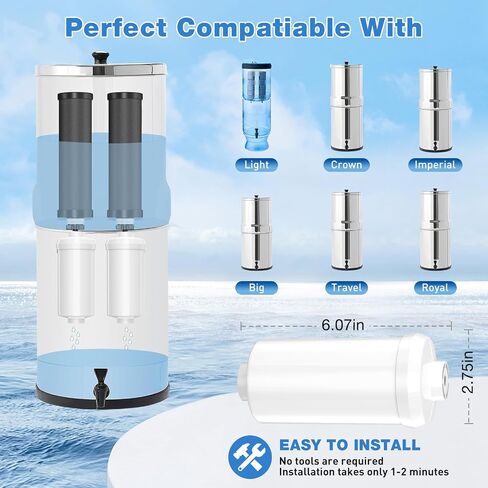 Water Filter Replacement for Berkey® BB9-2® Black Purification Elements, Activated Carbon Filters Compatible with Berkey Gravity Water Filtration System, Pack of 6 in Saudi Arabia