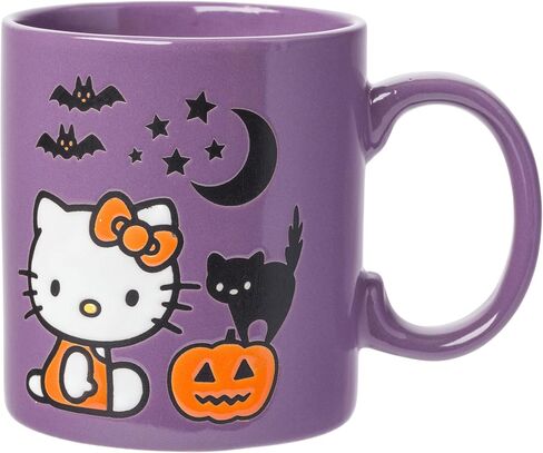 Silver Buffalo Sanrio Hello Kitty Halloween Spooky Wax Resist Ceramic Pottery Mug, 17 Ounces in Saudi Arabia