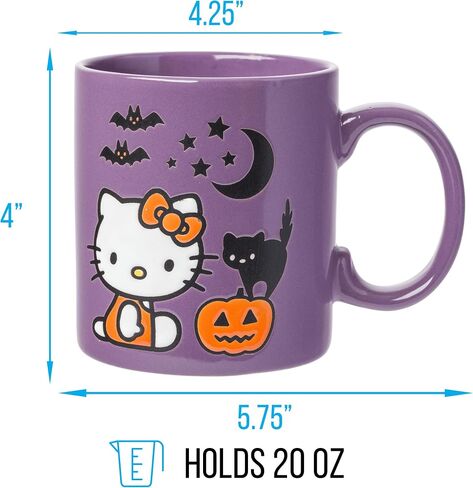 Silver Buffalo Sanrio Hello Kitty Halloween Spooky Wax Resist Ceramic Pottery Mug, 17 Ounces in Saudi Arabia