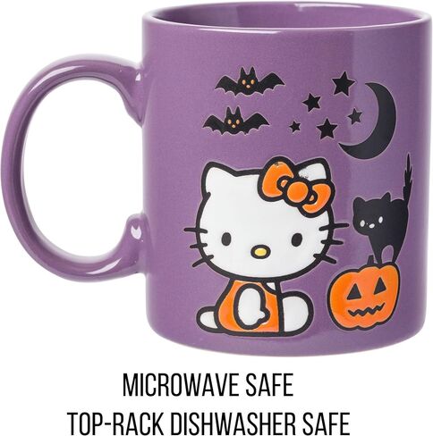 Silver Buffalo Sanrio Hello Kitty Halloween Spooky Wax Resist Ceramic Pottery Mug, 17 Ounces in Saudi Arabia