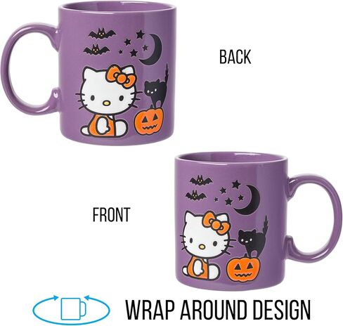 Silver Buffalo Sanrio Hello Kitty Halloween Spooky Wax Resist Ceramic Pottery Mug, 17 Ounces in Saudi Arabia