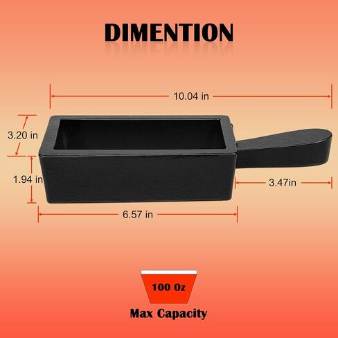 100 oz Troy Ounce Gold Bar Loaf Cast Iron Ingot Mold Perfect for Custom Smelting Pouring Melting Casting Refining Gold Silver Copper Aluminum Brass Precious Metals in Kuwait