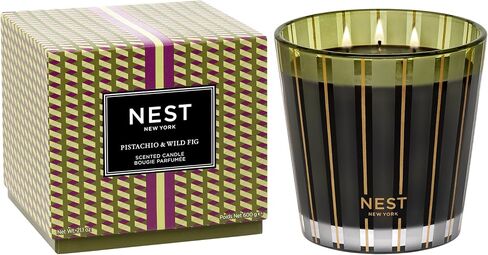 NEST New York Scented Classic Candle, Pistachio & Wild Fig - 8.1 oz - Up to 60-Hour Burn Time - Reusable Glass Vessel in Saudi Arabia