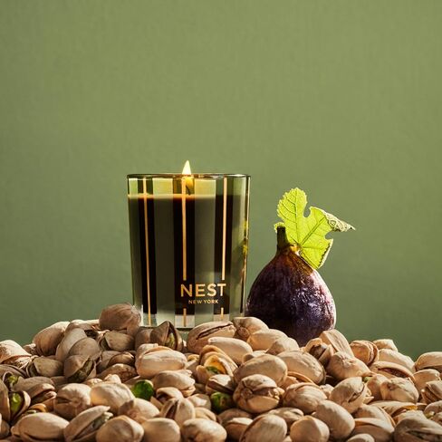 NEST New York Scented Classic Candle, Pistachio & Wild Fig - 8.1 oz - Up to 60-Hour Burn Time - Reusable Glass Vessel in Saudi Arabia