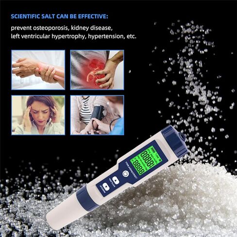 Rechargeable Audio Pool Salt Tester,pH-Meter TDS/PPM Tester,Battery Power,Salt Water Test for Swimming Pool, Hot Tub Spas,Koi Fish,Seawater, Aquariums & Hydroponics in Saudi Arabia