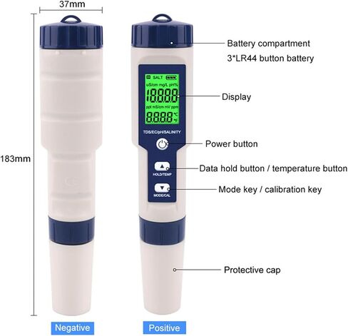 Rechargeable Audio Pool Salt Tester,pH-Meter TDS/PPM Tester,Battery Power,Salt Water Test for Swimming Pool, Hot Tub Spas,Koi Fish,Seawater, Aquariums & Hydroponics in Saudi Arabia