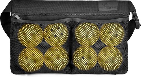 Pickleball Ball Holder Band with Hooks - Adjustable Waist Pouch Bag with Mesh - Hold Up to 8 Pickle or Tennis Balls in Saudi Arabia