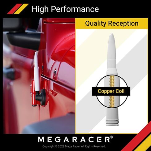 Mega Racer Red Tip Black Antenna for Jeep Wranger Gladiator 2007-2024 JT JKU JLU JK JL Jeep Wrangler Accessories, Sahara Rubicon Willys Mojave Jeep Antenna Replacement, Wrangler Gladiator Accessories in Saudi Arabia