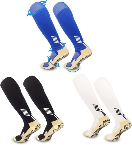2-pair Soccer Socks Anti Slip Grip Pads for Football Basketball Sports Grip Socks,Knee High Socks For Men, Women, Universal US size 6.5-10 (blue) in Saudi Arabia