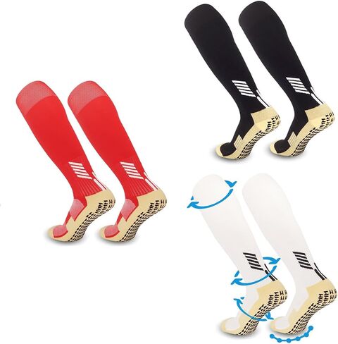 2-pair Soccer Socks Anti Slip Grip Pads for Football Basketball Sports Grip Socks,Knee High Socks For Men, Women, Universal US size 6.5-10 (blue) in Saudi Arabia