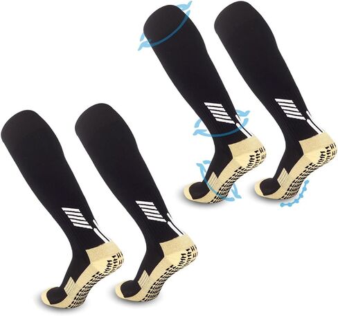 2-pair Soccer Socks Anti Slip Grip Pads for Football Basketball Sports Grip Socks,Knee High Socks For Men, Women, Universal US size 6.5-10 (blue) in Saudi Arabia