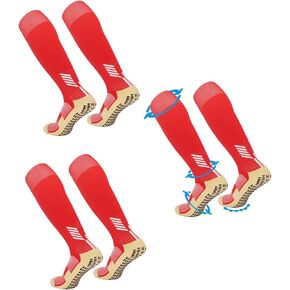 2-pair Soccer Socks Anti Slip Grip Pads for Football Basketball Sports Grip Socks,Knee High Socks For Men, Women, Universal US size 6.5-10 (white)