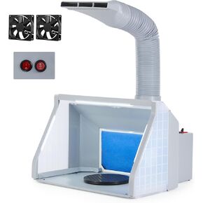 CO-Z Adjustable Lighted Airbrush Paint Spray Booth, Portable Paint Booth for Airbrushing w LED Lights Turntable Dual Fans and Filter Hose, Airbrush Spray Booth Kit for Painting Model Craft Hobby DIY
