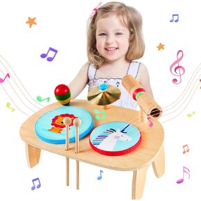 LOOIKOOS Baby Musical Toys ,Musical Instruments for Toddlers 1-3 Kids Wooden Music Shakers Percussion Instruments Tambourine Birthday Gifts Present with Carrying Bag