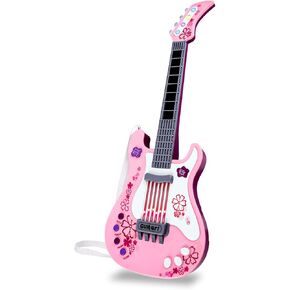 M SANMERSEN Kids Guitar 4 Strings Electric Guitar for Kids Toddler Guitar with Strap Light Up Musical Toys for 3 4 5 Year Old Boys Girls Gifts