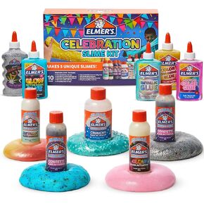 Elmer’s Celebration Slime Kit, Slime Supplies Include Assorted Magical Liquid Slime Activators and Assorted Liquid Glues, 10 Count