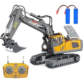 Remote Control Excavator Toy 11 Channel 2.4Ghz RC Construction Vehicles with Metal Shovel Truck Toys for Kids, 680° Rotation with Lights and Sound - 1/20 Scale Tractor Digger for Boys 6 +