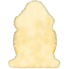 سجادة جلد الغنم الأصلية NGF سجادة من جلد الخراف المنفوش الطبيعي الفاخر لغرفة النوم المنزلية ديكو 2.5 قدم × 1.5 قدم (سجادة عاجية) in Kuwait