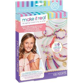 Make It Real: Rainbow Dream Jewelry Kit - Create 3 Unique Charm Bracelets & A Ring, 123 Pieces, Includes Play Tray, All-in-One, DIY Colorful Bead Jewelry Kit, Tweens & Girls, Arts & Crafts, Ages 8+