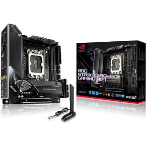 ASUS ROG Strix Z690-I Gaming WiFi 6E LGA 1700 (Intel 12th Gen) Mini ITX Gaming Board (PCIe 5.0, DDR5, Thunderbolt 4,2.5GB LAN, USB 3.2 Gen 2x2 اللوحة الأمامية نوع C-,2x M.2, بطاقة توسعة ITX مجمدة) in Saudi Arabia