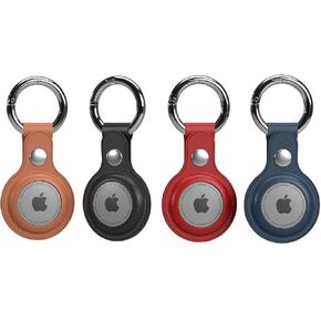 TALK WORKS AirTag Cases 4-Pack - Basic Silicone AirTag Holder Keychain - Protective Cover for Apple AirTags for Luggage Finder, Locating Keys, Pet Collar Tracker, and More - Pink, White, Black, Navy