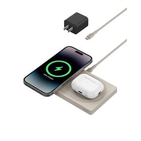 Belkin MagSafe 3-in-1 Fast Wireless Charger, MFi Certified Fast Charging Travel Pad for iPhone 13 and 12 Series Pro, Pro Max, Mini, Apple Watch Series 7 and Older, AirPods 2, AirPods, AirPods Pro