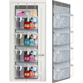 Katech Hanging Yarn Storage Organizer, Large Capacity Knitting Organizer Storage with 5 Zipper Closure Compartments for Yarn Enthusiasts, Hanging Yarn Storage Bag for Yarn Crochet Kit