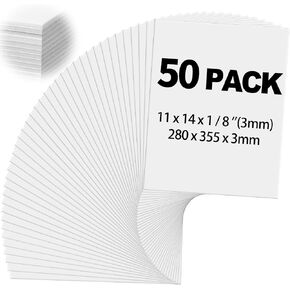 Frienda 50 Pack 11x14x1/8 Inch 3mm Thickness Foam Board White Poster Board Foam Core Board Craft Foam Sheet Presentation Board for Art Crafts Modelling DIY Projects Display Presentation School