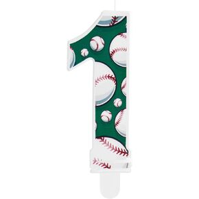 Baseball Birthday Number 1 Candles,Blue White Baseball Birthday Candles for Cake,Baseball Themed Candle Cake Topper for Baseball Lover Player Decorations Anniversary Celebrations Supplies (Number 1)