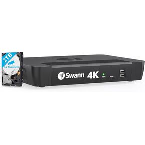 Swann 4K Indoor/Outdoor Security Camera System, 6 Dome PoE Turret Cameras 8 Channel NVR 2TB HDD Wired Surveillance CCTV, One-Way Audio, Night Vision, PIR Sensor, SONVK-886806D