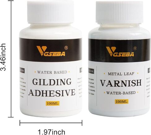 Gold Leaf Adhesive, 6.8oz Gilding Adhesive Set, Metal Leaf Glue and Varnish for Craft, Arts Use (200ml + 2 Brushes + 2 Gloves) in Saudi Arabia