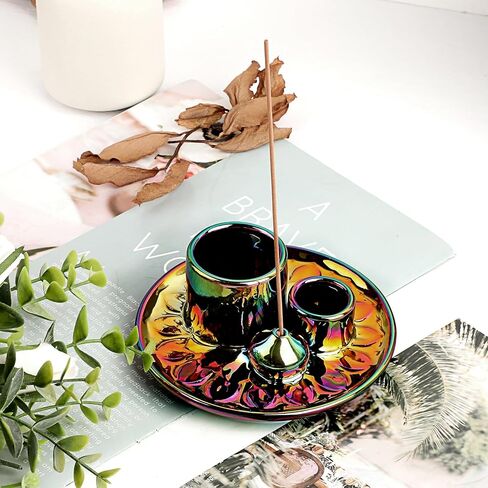 Ceramic Incense Burner Holder, 4 in 1 Incense Holder for Sticks, Palo Santo Holder Sage Holder for Burning, Incense-stick Holder Tray Candle Holder Ash Catcher for Meditation, Yoga Room in Saudi Arabia