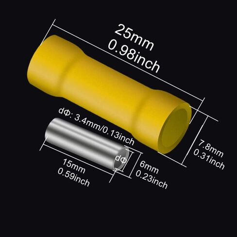 50Pcs Red 19A AWG 22-16 Crimp Copper Tube Butt Connector, Insulated PVC Terminals for Wire Cable, Car, Family,Electrical (Red) in Saudi Arabia
