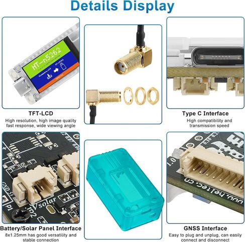 لوحة وحدة T114 للعقدة الشبكية مع شاشة TFT، لوحة تطوير nRF52840 SX1262 تدعم LoRa Bluetooth 5.0 نظام تحديد المواقع العالمي (GPS) الخارجي ومصدر طاقة اللوحة الشمسية لـ Meshtastic Arduino LoRawan IOT (915 ميجاهرتز) in Kuwait