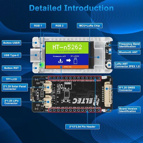 لوحة وحدة T114 للعقدة الشبكية مع شاشة TFT، لوحة تطوير nRF52840 SX1262 تدعم LoRa Bluetooth 5.0 نظام تحديد المواقع العالمي (GPS) الخارجي ومصدر طاقة اللوحة الشمسية لـ Meshtastic Arduino LoRawan IOT (915 ميجاهرتز) in Kuwait