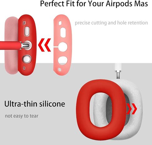 Silicone Case Cover for AirPods Max Headphones，Anti-Scratch Ear Cups Cover/Ear Pad Case Cover/Headband Cover 3 in 1 Accessories Silicone Protector for Apple AirPods Max（White） in Saudi Arabia
