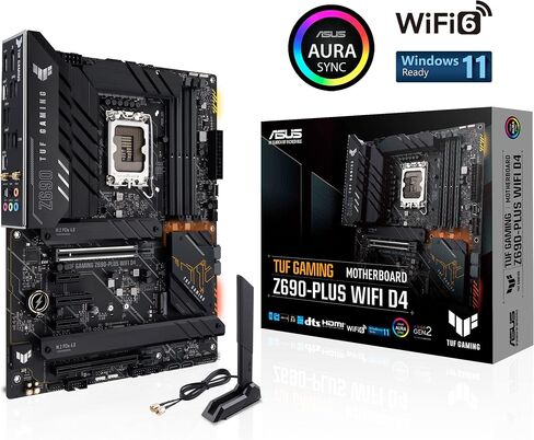 ASUS TUF Gaming Z690-Plus WiFi D4 LGA1700(Intel 12th Gen) ATX gaming motherboard(PCIe 5.0, DDR4,4xM.2/NVMe SSD,14+2 power stages,WiFi 6,2.5Gb LAN,front USB 3.2 Gen 2 Type-C,Thunderbolt 4,ARGB headers) in Kuwait