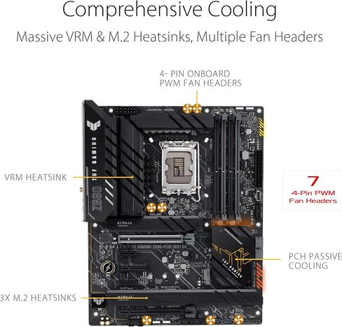 ASUS TUF Gaming Z690-Plus WiFi D4 LGA1700(Intel 12th Gen) ATX gaming motherboard(PCIe 5.0, DDR4,4xM.2/NVMe SSD,14+2 power stages,WiFi 6,2.5Gb LAN,front USB 3.2 Gen 2 Type-C,Thunderbolt 4,ARGB headers) in Kuwait