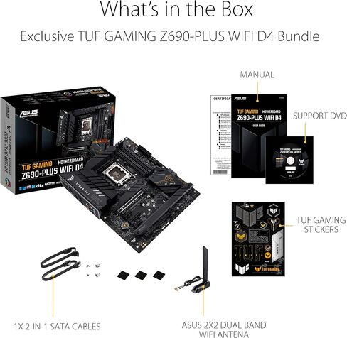 ASUS TUF Gaming Z690-Plus WiFi D4 LGA1700(Intel 12th Gen) ATX gaming motherboard(PCIe 5.0, DDR4,4xM.2/NVMe SSD,14+2 power stages,WiFi 6,2.5Gb LAN,front USB 3.2 Gen 2 Type-C,Thunderbolt 4,ARGB headers) in Kuwait
